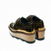 Златисти обувки за момиче с връзки и равна платформа Elysess 48729 2