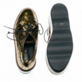 Златисти обувки за момиче с връзки и равна платформа Elysess 48730 3