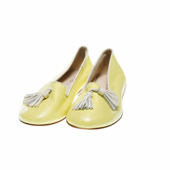 Жълти обувки за момиче с кожени ресни Florens 48872 