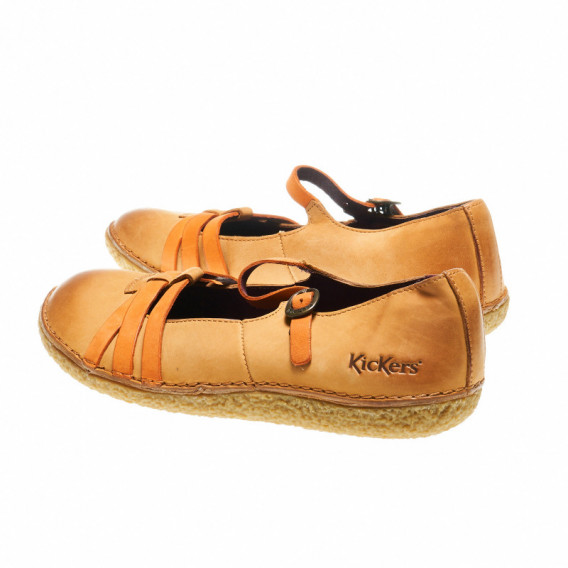 Обувки за момиче от естествена кожа с кожени ленти KICKERS 48916 2