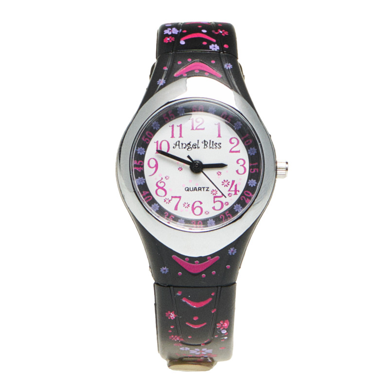 Часовник с цветна каишка за момиче черен  50521