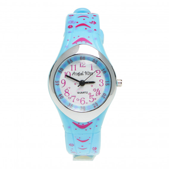 Часовник с цветна каишка за момиче син ANGEL BLISS 50526 