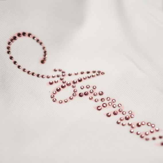 Armani памучна бяла блуза с камъни и дълъг ръкав за момиче Armani 50556 3