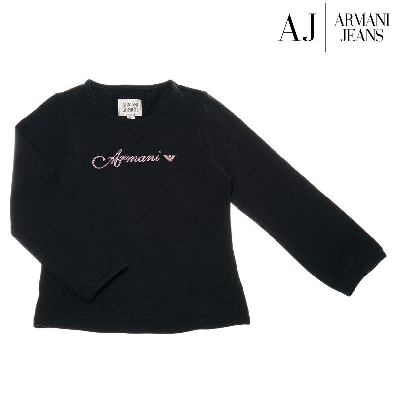 Armani черна памучна блуза с дълъг ръкав за момиче  50570