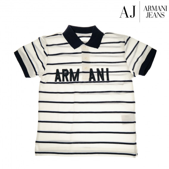 Памучна Armani блуза на райе с къс ръкав за момче Armani 50578 