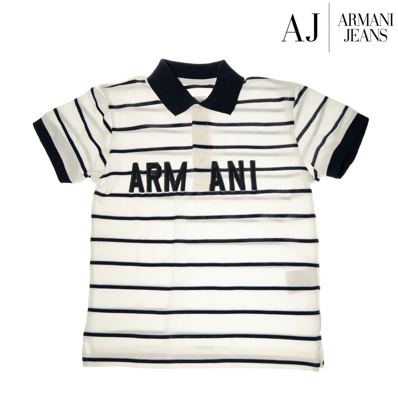 Памучна Armani блуза на райе с къс ръкав за момче  50578