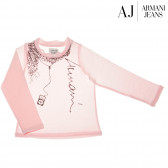 Памучна блуза с дълъг ръкав и нежен принт за бебе момиче Armani 50588 