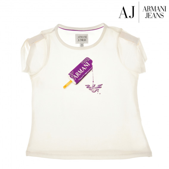 Тениска с лилав принт във формата на сладолед и къс ръкав за момиче Armani 50603 