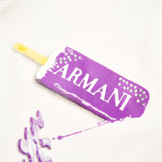 Тениска с лилав принт във формата на сладолед и къс ръкав за момиче Armani 50605 3