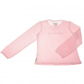 Памучна блуза с дълъг ръкав за момиче в розово с лого на марката с камъни Armani 50607 2