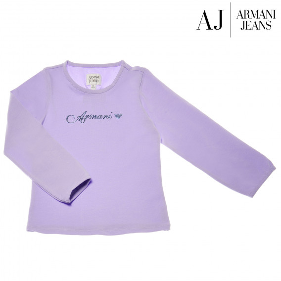 Armani памучна лилава блуза с дълъг ръкав за момиче Armani 50609 