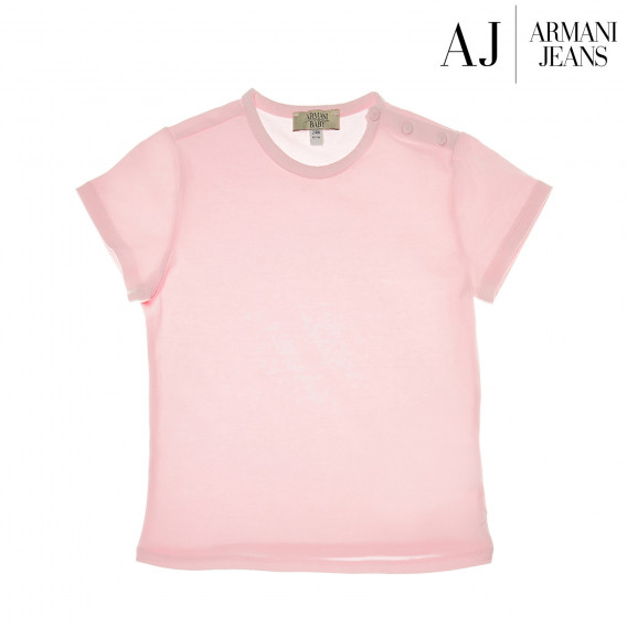 Памучна блуза изчистена с къс ръкав за бебе момиче Armani 50612 