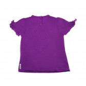 Памучна лилава блуза с къс ръкав за бебе момиче и щампа Armani 50623 2