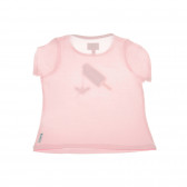 Памучна тениска със скъсен къс ръкав и лилав принт за момиче Armani 50634 2