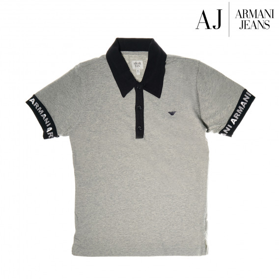 Памучна сива блуза с къс ръкав за момче Armani 50668 