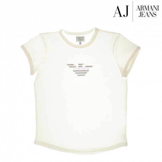 Памучна блуза с къс ръкав унисекс, бяла Armani 50673 