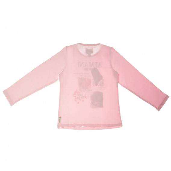 Розова Armani памучна блуза с дълъг ръкав за момиче  Armani 50681 2