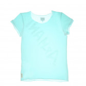 Памучна синя тениска с лого и пайети за момиче Armani 50693 2