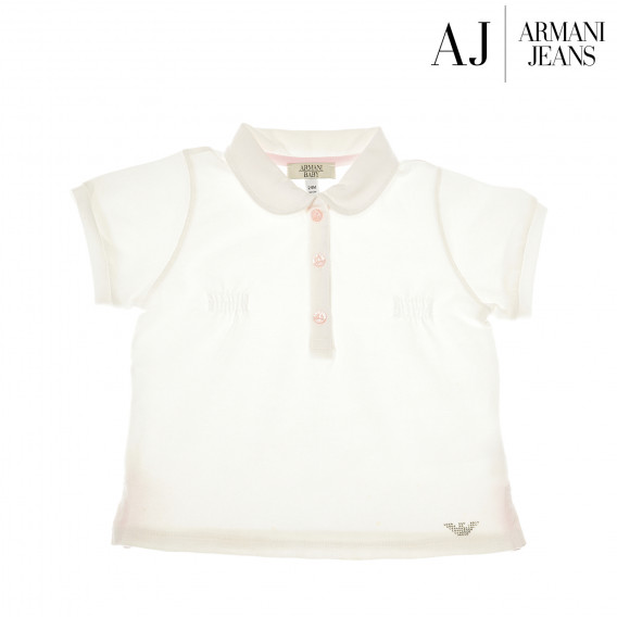 Памучна блуза с къс ръкав и принт отпред за бебе момиче Armani 50719 