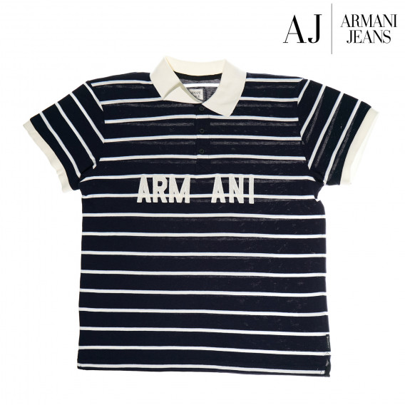 Памучна блуза с къс ръкав и яка за момче Armani 50731 