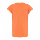 Памучна оранжева блуза с надпис ICE CREAM с къс ръкав за момиче Name it 50755 2