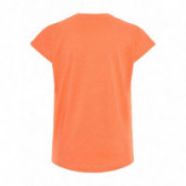 Памучна оранжева блуза с къс ръкав и принт коктейл за момиче Name it 50770 2