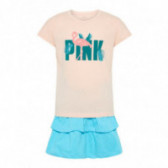Комплект памучни пола и блуза с принт на фламинго за момиче Name it 50787 