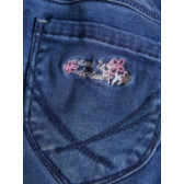 Дънки за момиче, с бродерия и розов ластик, сини Name it 50859 3