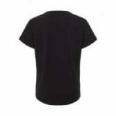 Блуза с къс ръкав от органичен памук в черно с надпис LOVE за момиче Name it 50917 2
