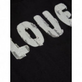 Блуза с къс ръкав от органичен памук в черно с надпис LOVE за момиче Name it 50918 3