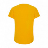 Блуза с къс ръкав от органичен памук в жълто с надпис OUI за момиче  Name it 50920 2