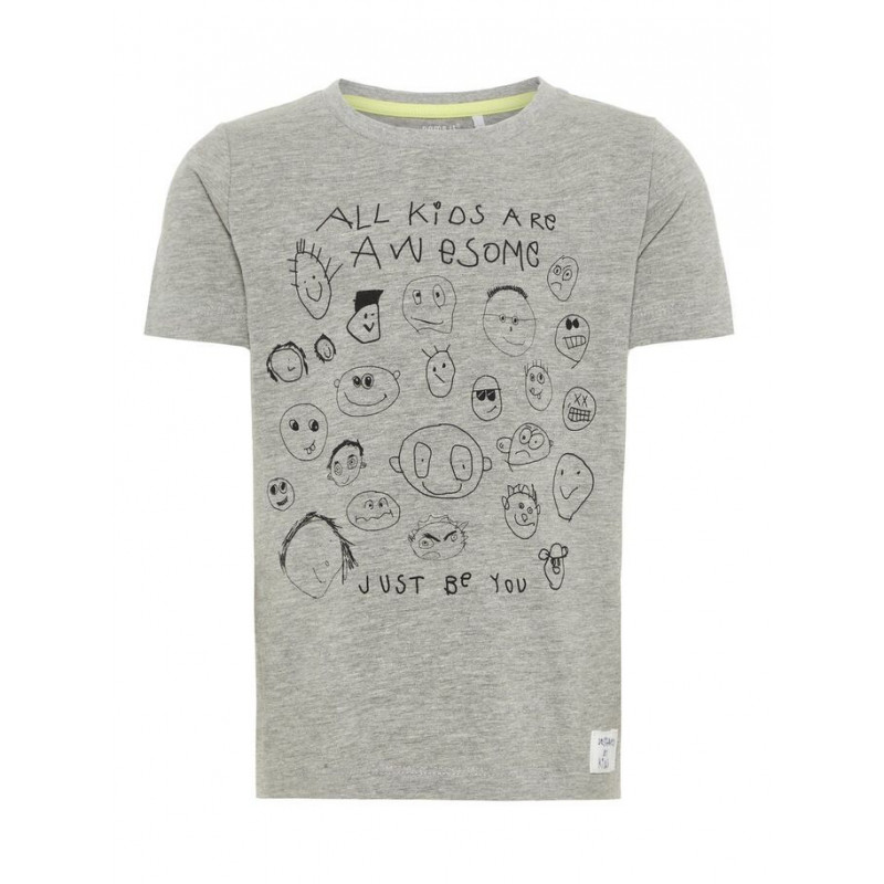 Сива Тениска От Органичен Памук За Момче С интересен Принт  50933