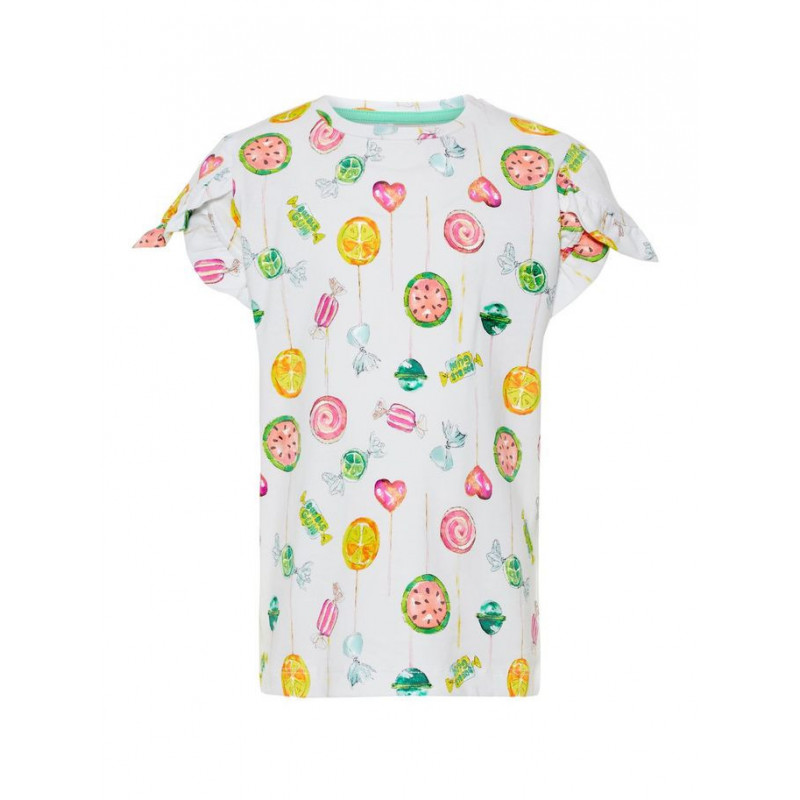 Блуза с къс ръкав от органичен памук с бонбони за момиче   50983