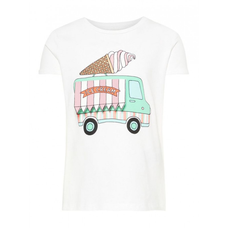 Блуза с къс ръкав от органичен памук за момиче с камион за сладолед  51004