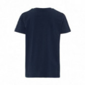 Синя тениска от органичен памук за момче с графичен принт Name it 51027 2