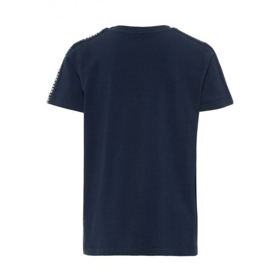 Синя тениска от органичен памук за момче с графичен принт Name it 51027 2