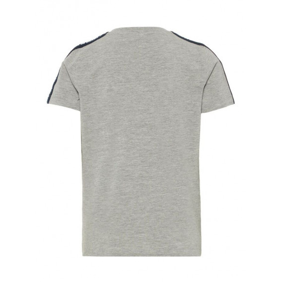 Сива тениска от органичен памук за момче с графичен принт Name it 51030 2