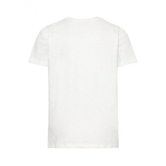 Бяла Тениска От Органичен Памук За Момче С Графичен Принт и надпис Name it 51038 2