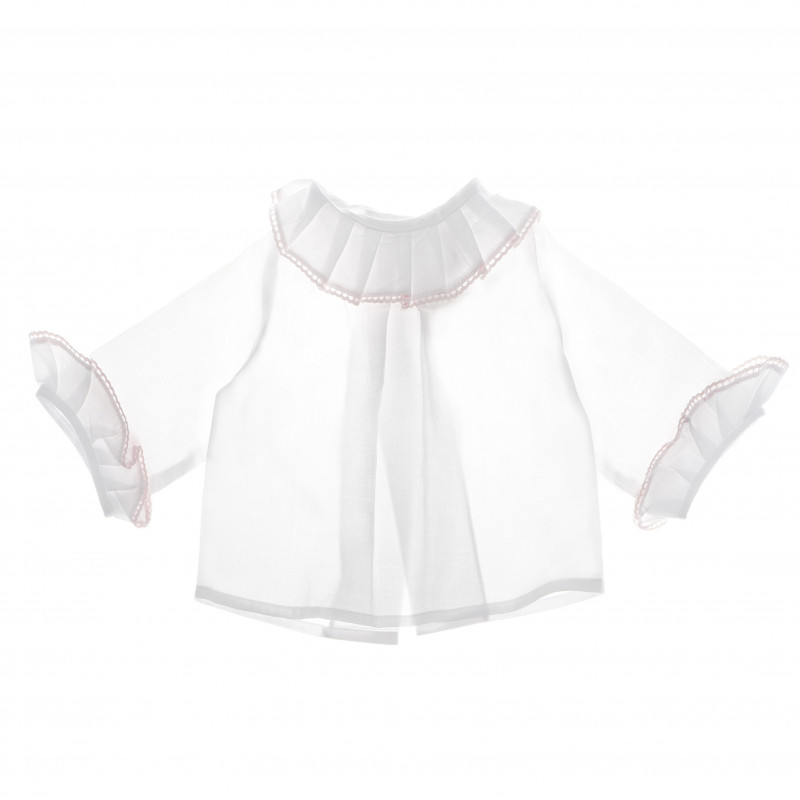 памучна блуза с дълъг ръкав и цветен акцент за бебе момиче  51774