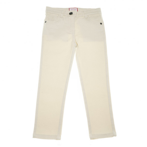 Панталони за момиче с вътрешен регулиращ се ластик гайки за колан, бели Neck & Neck 51867 