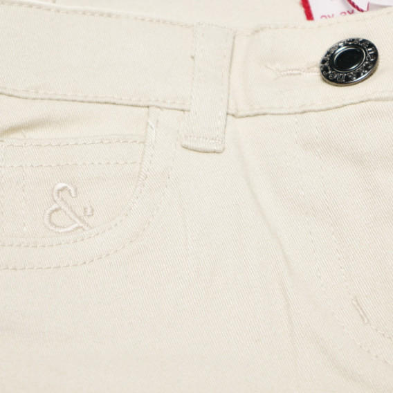 Панталони за момиче с вътрешен регулиращ се ластик гайки за колан, бели Neck & Neck 51869 3