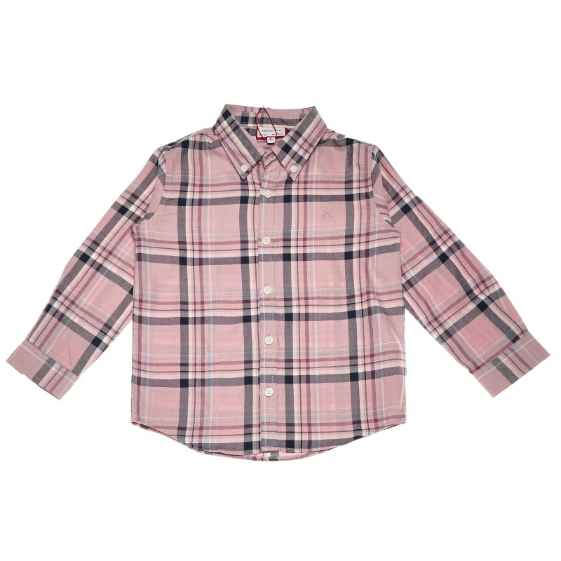 Памучна карирана риза с копчета за момче, розова  51960