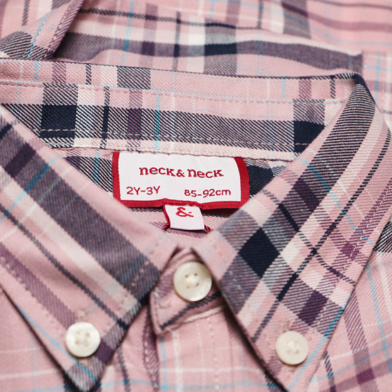 Памучна карирана риза с копчета за момче, розова Neck & Neck 51962 3