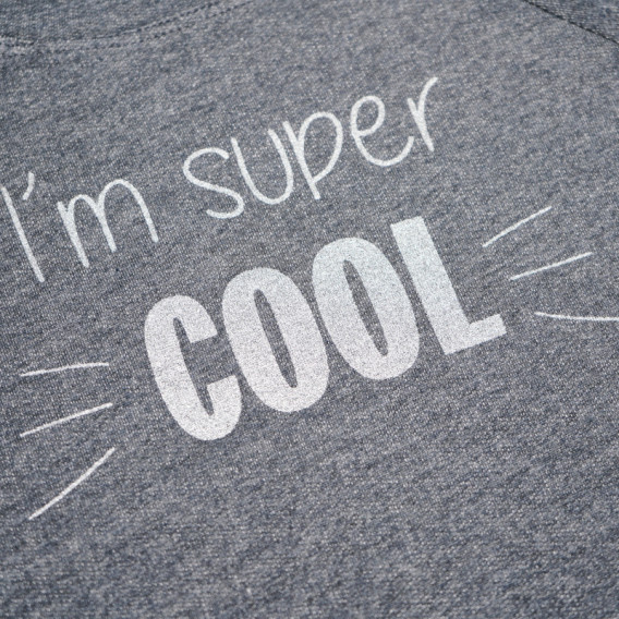 Сива блуза с дълъг ръкав и надпис "I'm super cool"  за момиче  Little Celebs 52079 3