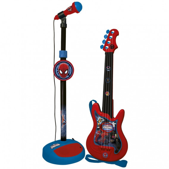 Детски комплект китара с 6 струни и микрофон Spiderman 53374 2