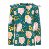 Зелена памучна блуза на цветя и точки с дълъг ръкав за момиче Name it 54256 