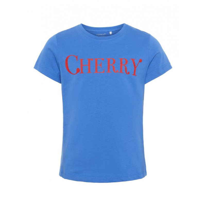 Синя памучна блуза надпис CHERRY за момиче  54264