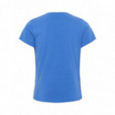 Синя памучна блуза надпис CHERRY за момиче Name it 54265 2