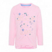 Розова памучна блуза с дълъг ръкав и цветен принт за момиче Name it 54276 