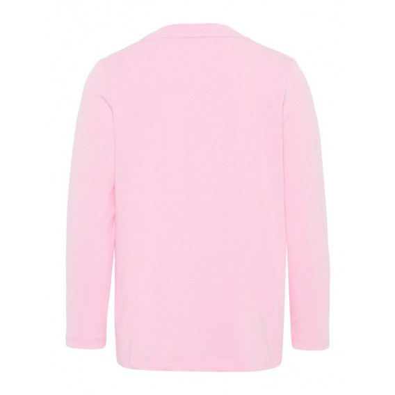 Розова памучна блуза с дълъг ръкав и цветен принт за момиче Name it 54277 2